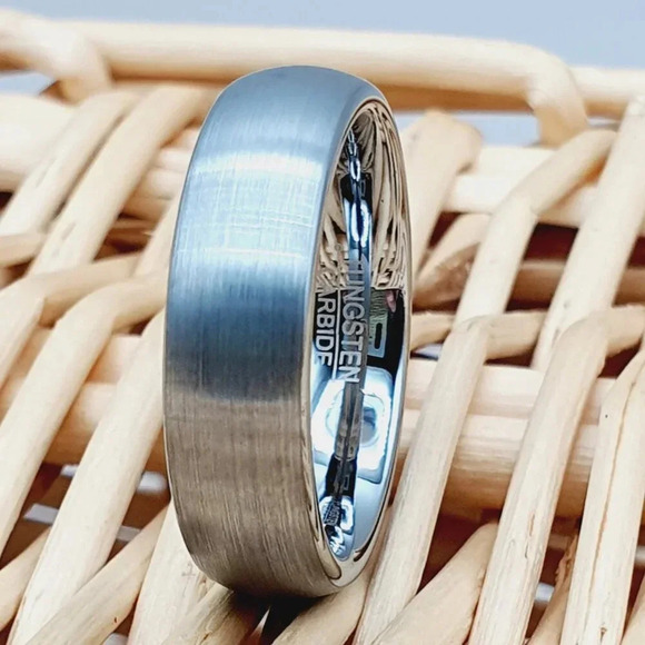 "Matte Silver Tungsten Wedding Ring for Men And Women, GALTUN060